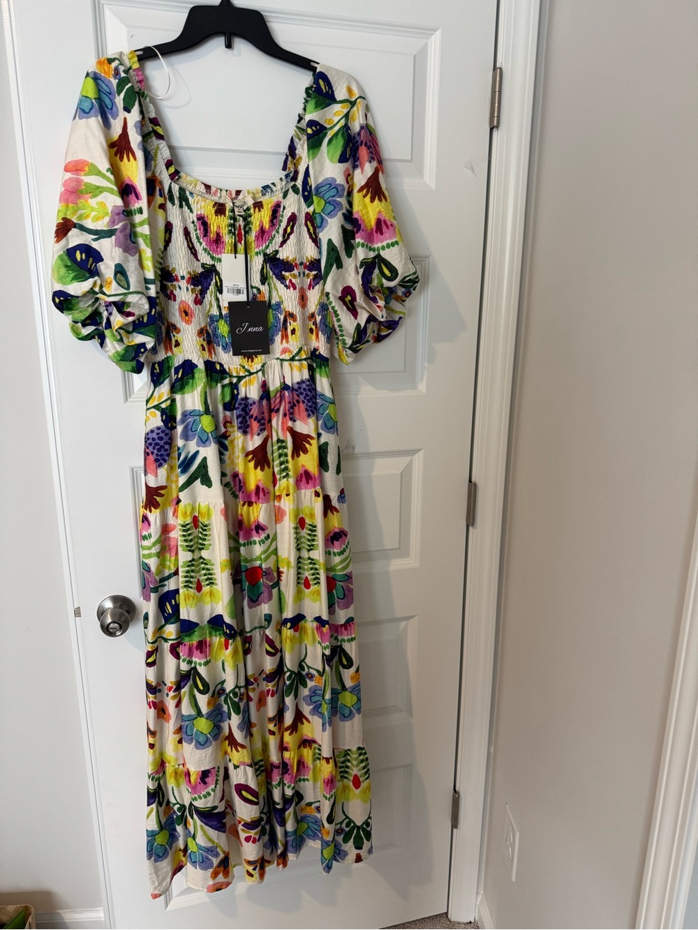 Floral Square-Neck Maxi Dress in Multicolor - Picture 2 of 10
